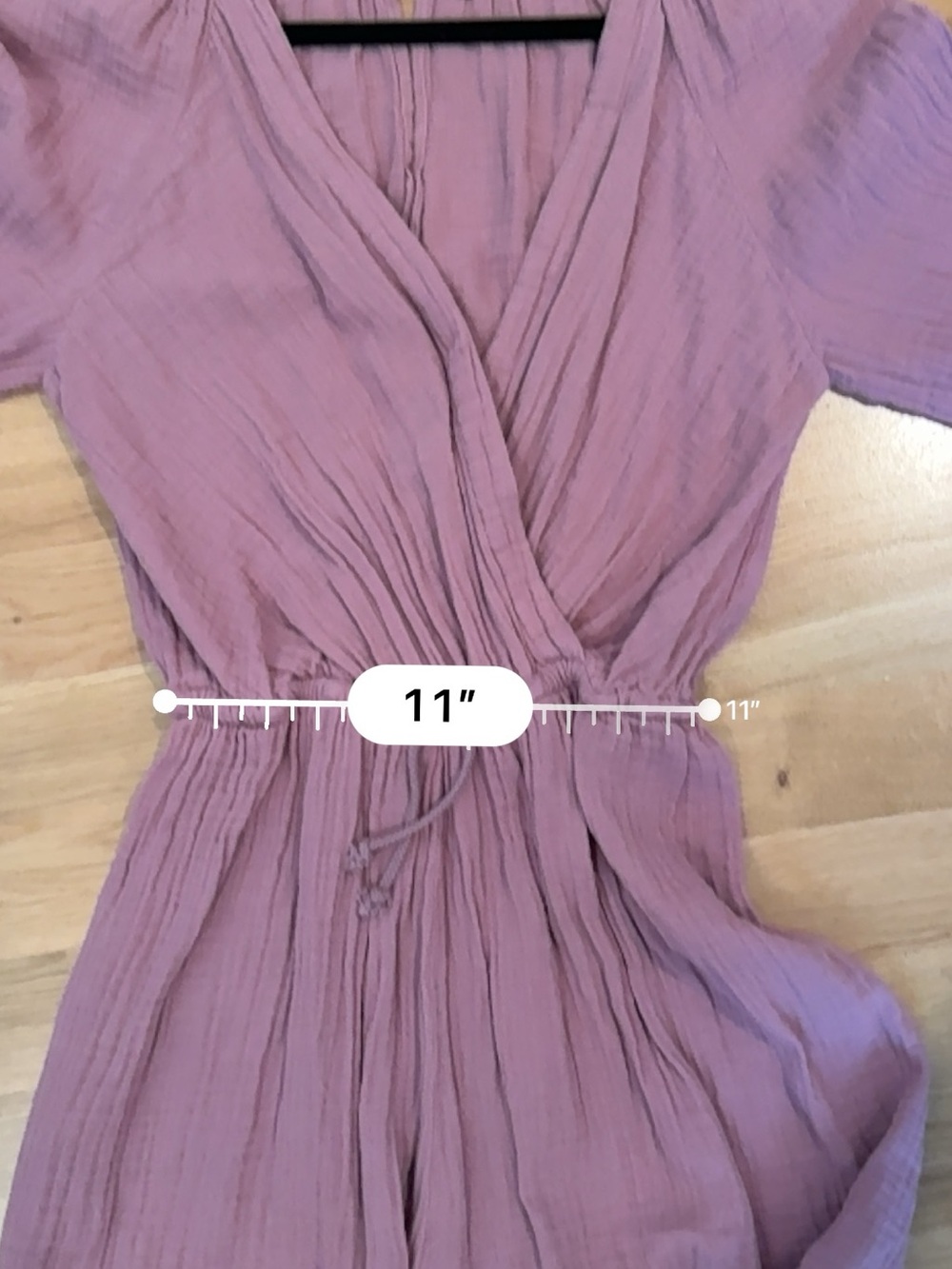 LACAUSA Cotton Gauze Romper Surplice V Neck Blouson Sleeve Mauve XS Made in LA - Picture 8 of 10